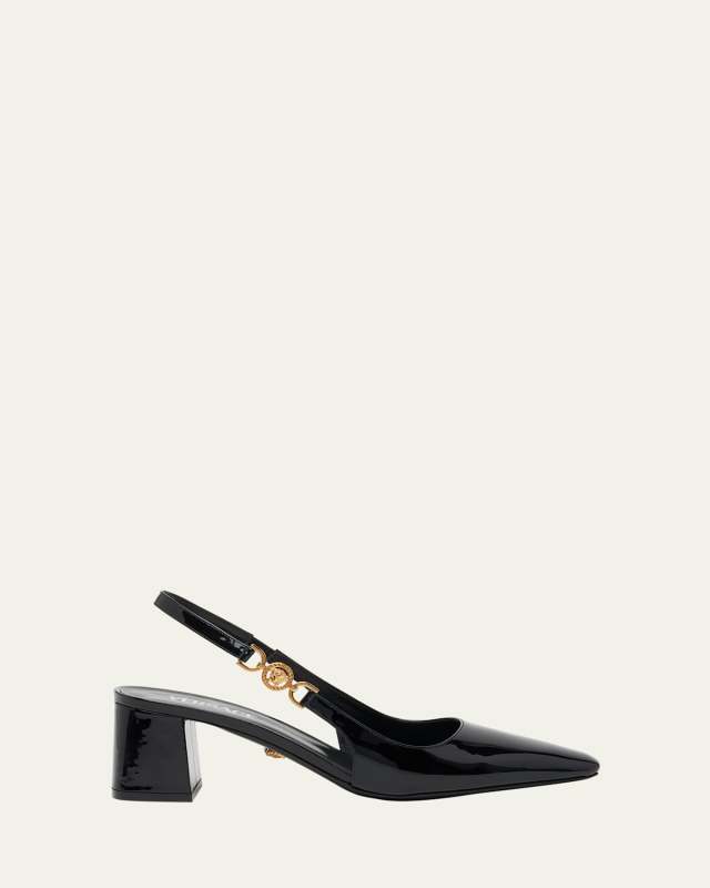 Medusa Patent Slingback Pumps