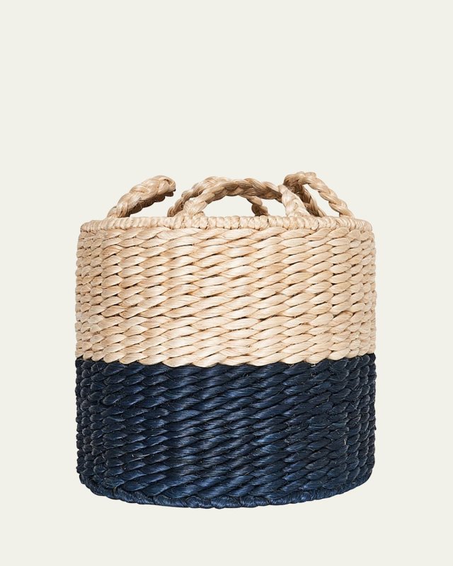 Lubid Blue-Dipped Abaca Basket, 20"
