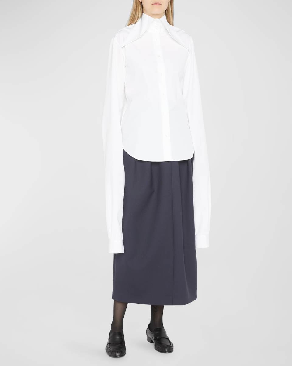 Ace Button-Front Shirt w/ Elongated Sleeves