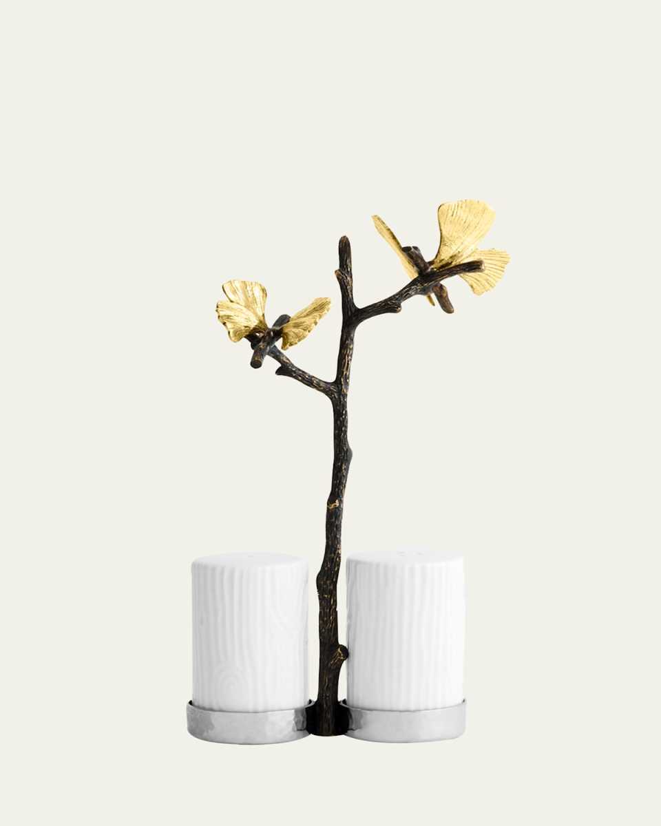 Butterfly Ginkgo Salt and Pepper Shakers with Caddy