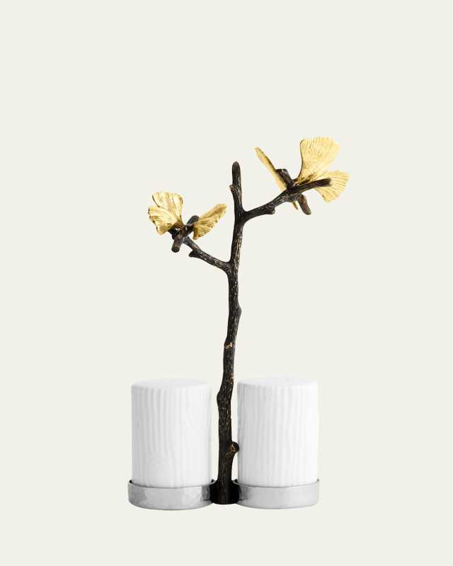 Butterfly Ginkgo Salt and Pepper Shakers with Caddy