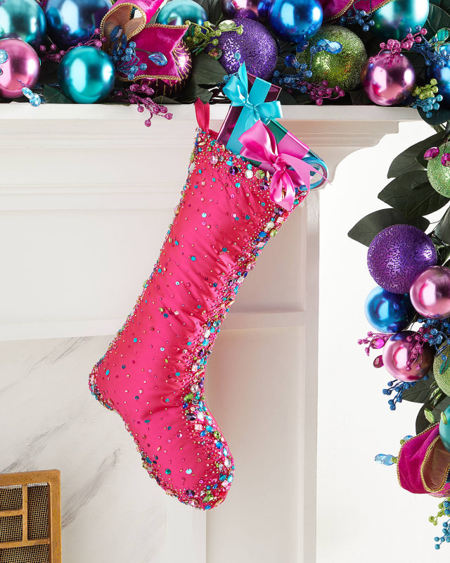 Bright Holiday Jeweled Stocking
