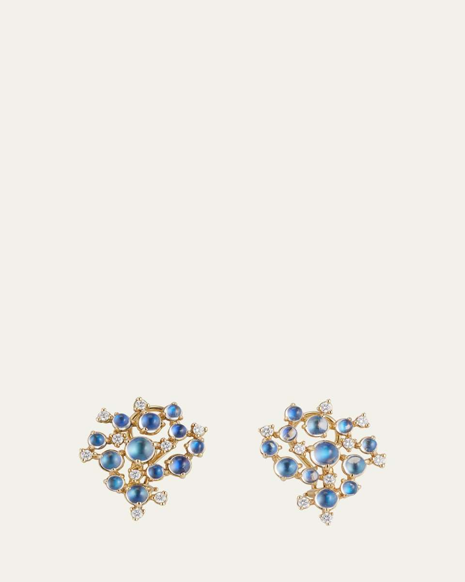 Moonstone & White Diamond Bubble Cluster Earrings