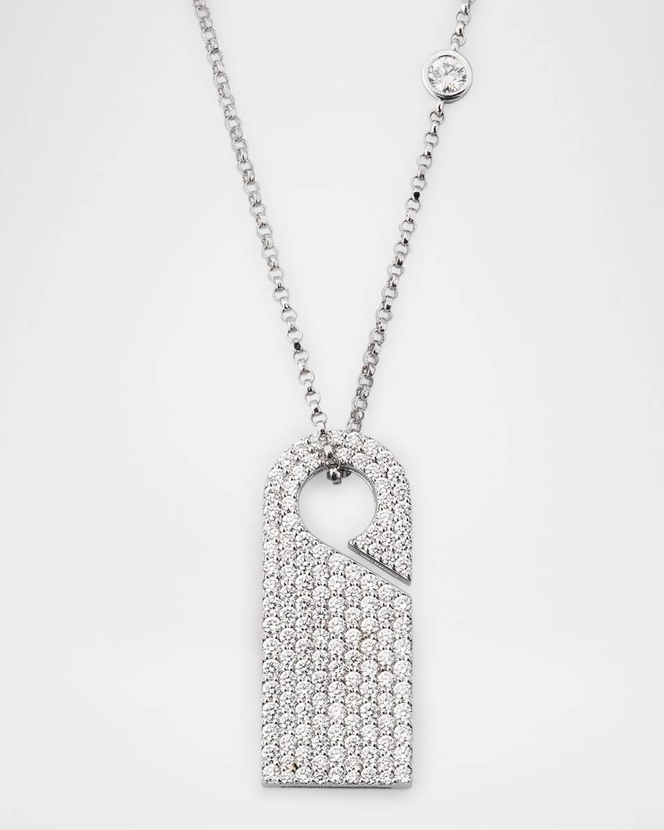18K White Gold Diamond Bezel Necklace