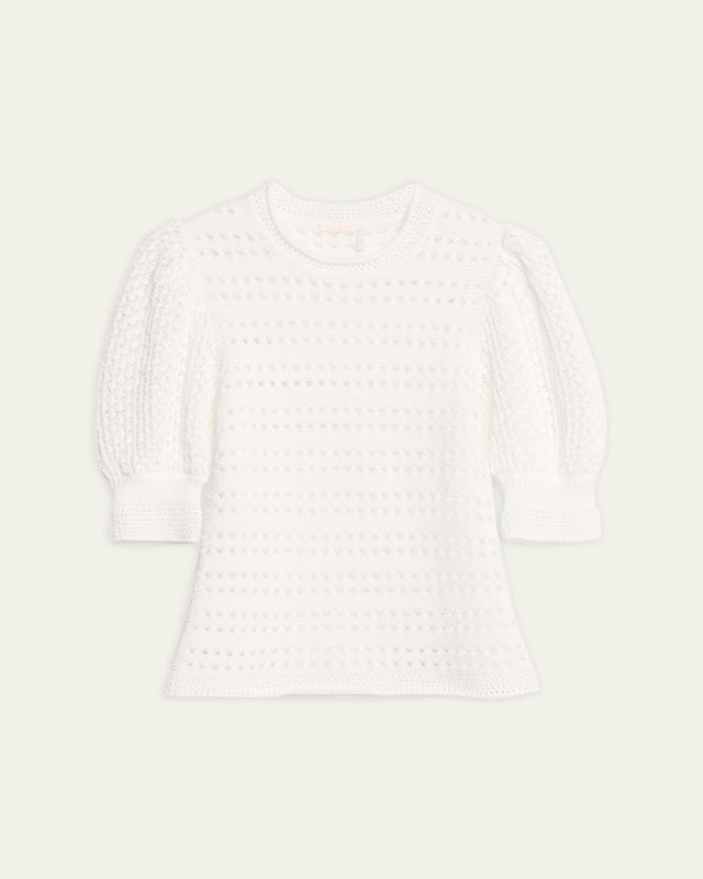 x High Summer Crochet Puff-Sleeve Top