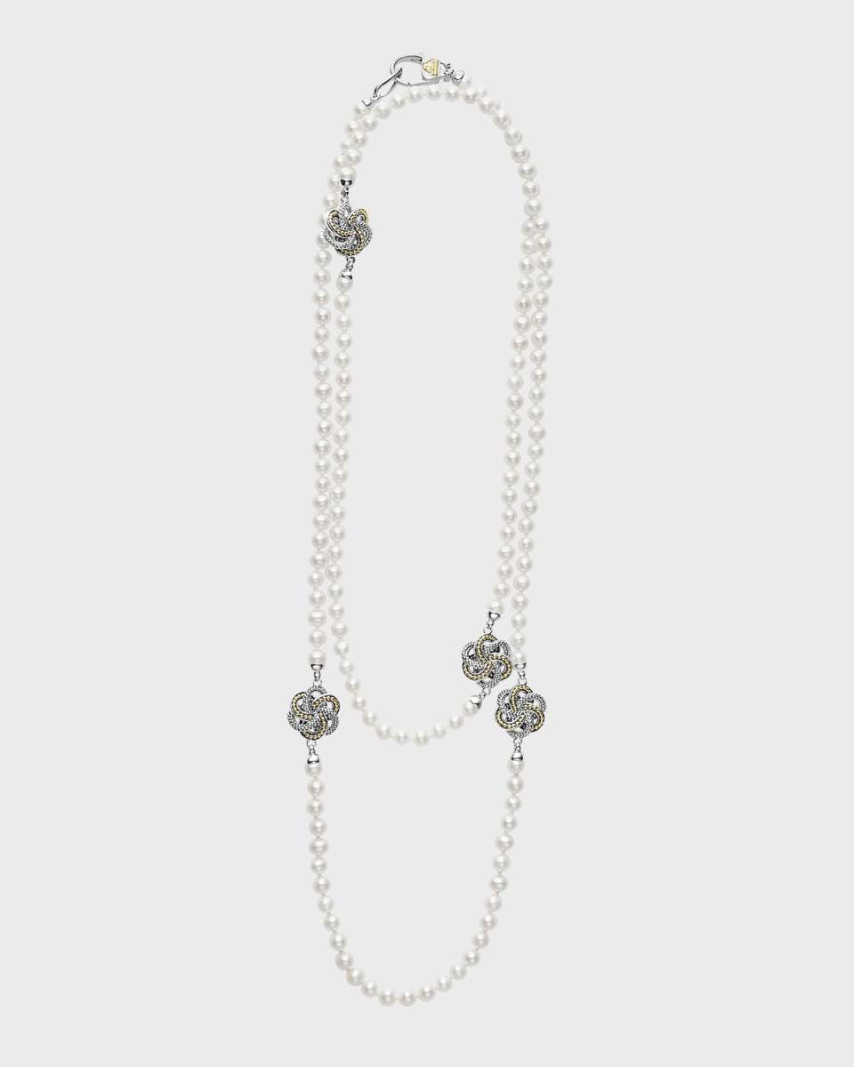 Luna Two-Tone Pearl 4-Station Necklace