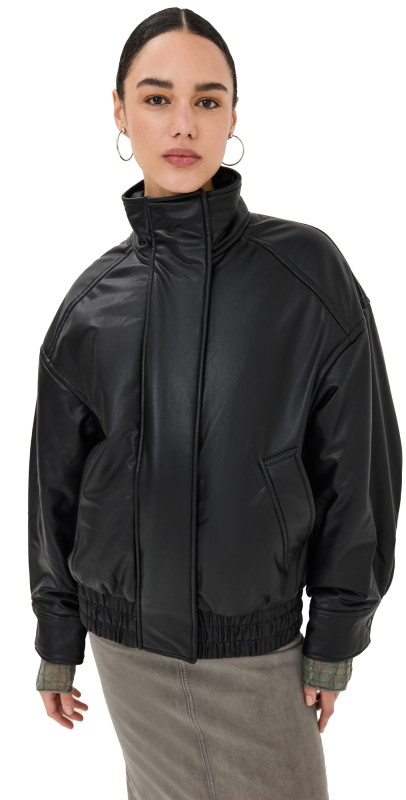 Acne Studios Osmak Soft Faux Leather Bomber Black