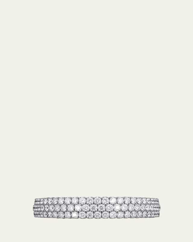 18K White Gold Xpandable 3-Row Diamond Bracelet