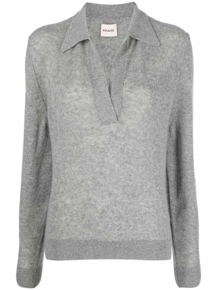 long-sleeved knitted polo shirt