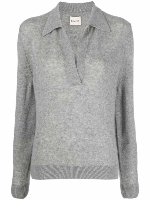 long-sleeved knitted polo shirt
