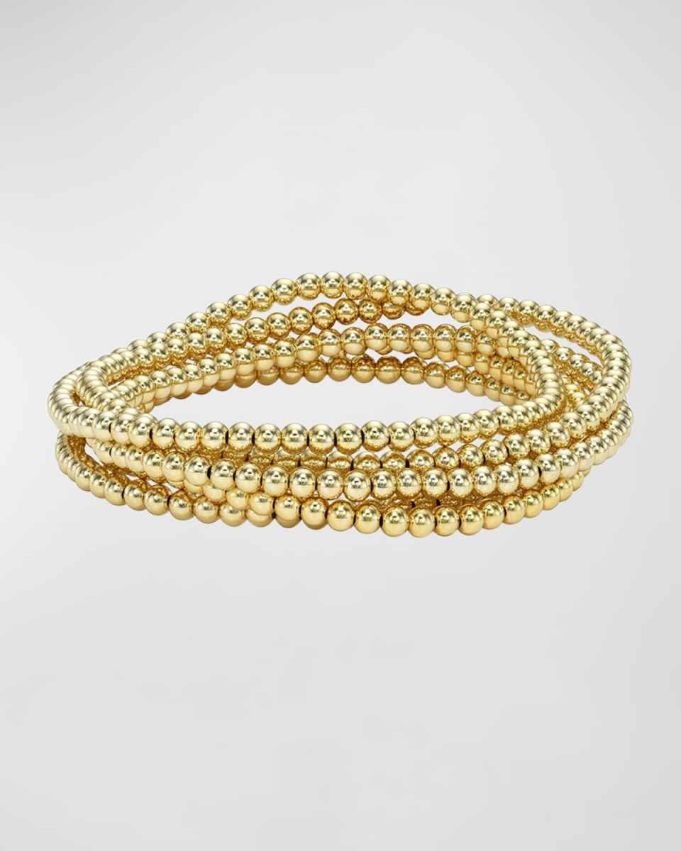 3mm Gold-Fill Bead Bracelet Stack, Set of 5