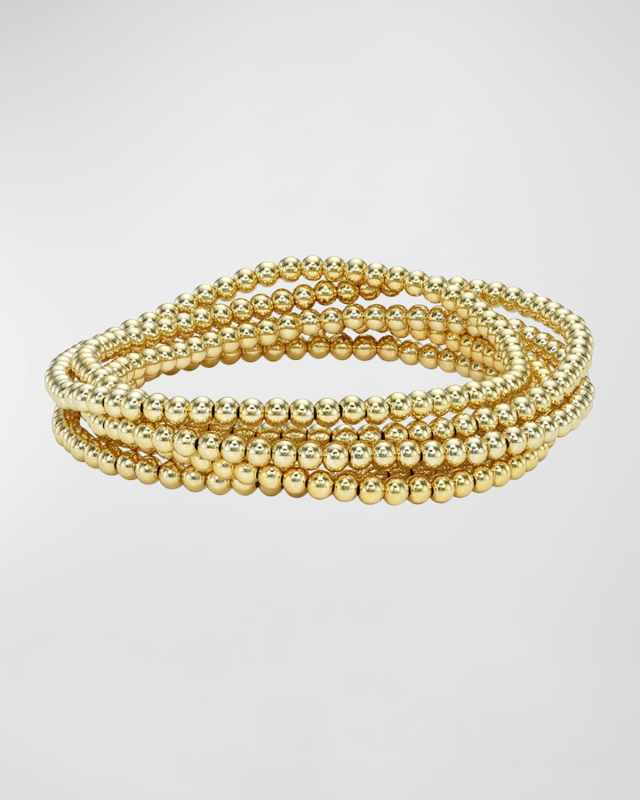3mm Gold-Fill Bead Bracelet Stack, Set of 5
