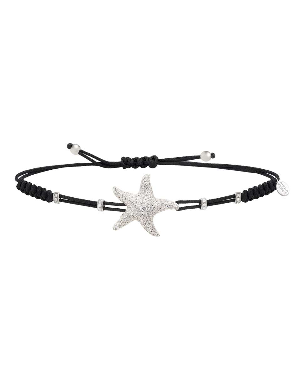 18k White Gold Diamond Star Pull-Cord Bracelet