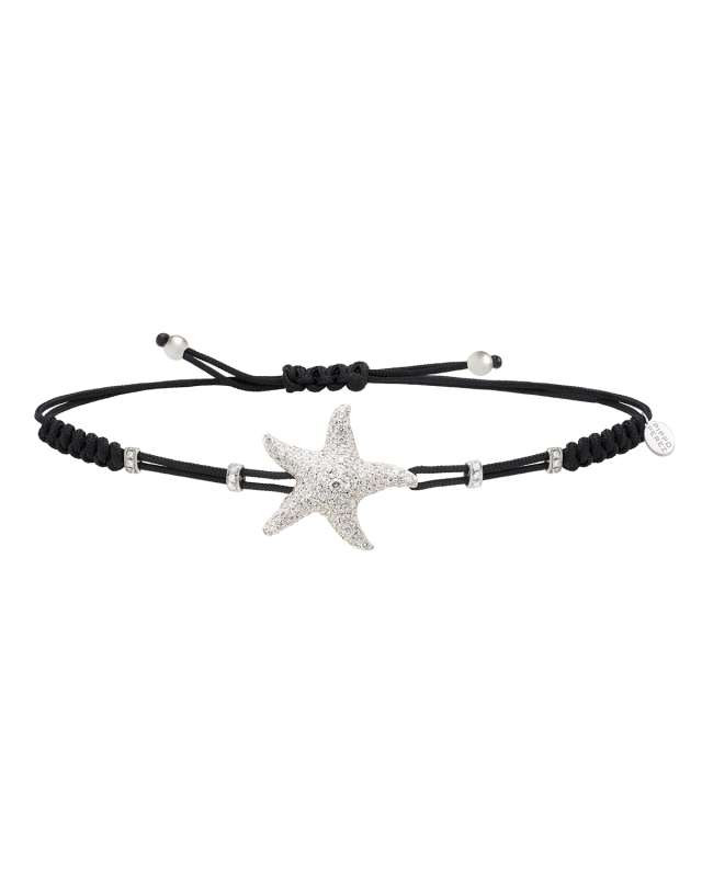 18k White Gold Diamond Star Pull-Cord Bracelet