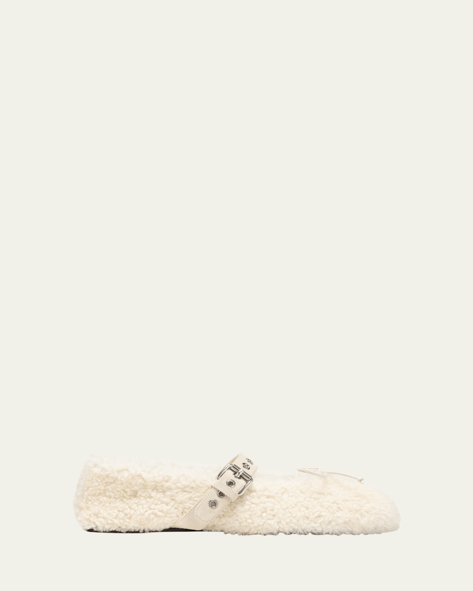 Shearling Mary Jane Ballerina Flats