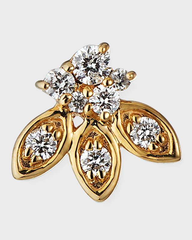 Single 14k Gold Diamond Petal Stud Earring