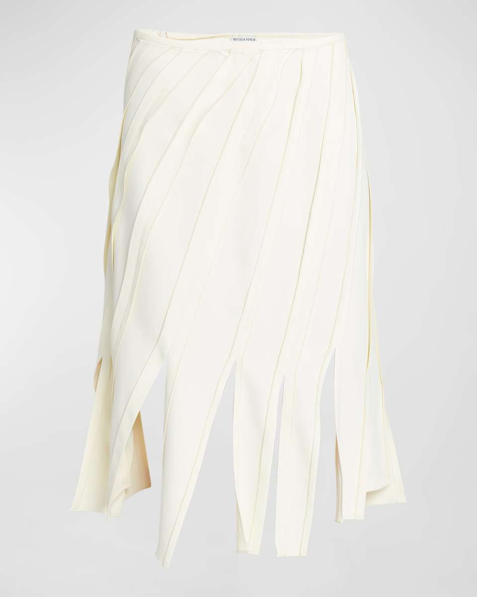 Fluid Stretch Striped Asymmetric Cutaway Midi Skirt