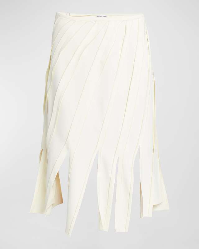 Fluid Stretch Striped Asymmetric Cutaway Midi Skirt