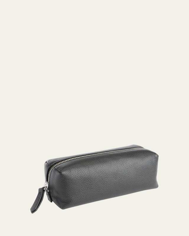 Monogrammed Leather Zippered Utility Bag