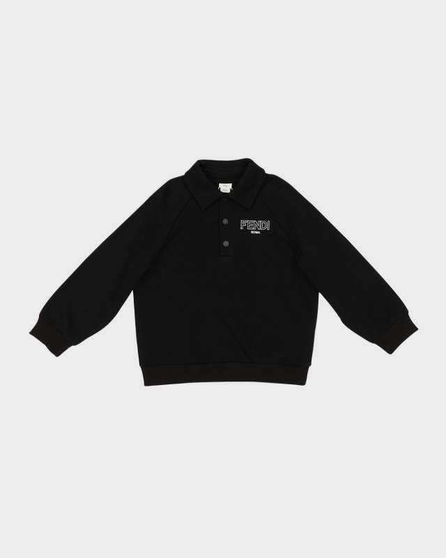 Boy's Fuzzy Logo-Print Polo Sweatshirt, Size 8-14