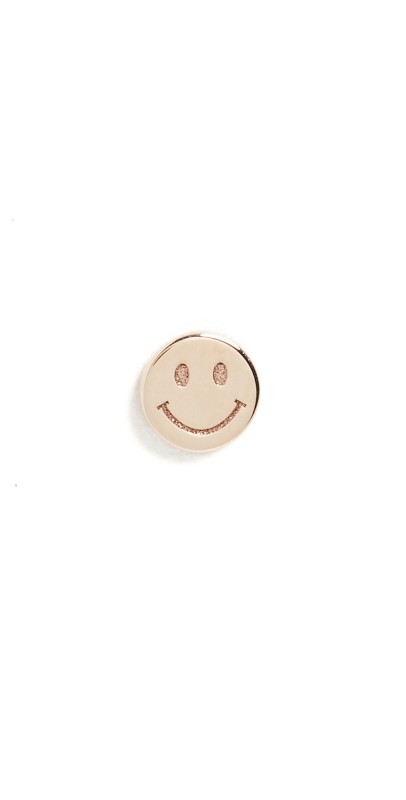 Zoe Chicco 14k Gold Single Itty Bitty Smiley Face Stud Yellow Gold