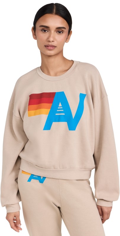 Aviator Nation Crew Sweatshirt Relaxed Sand