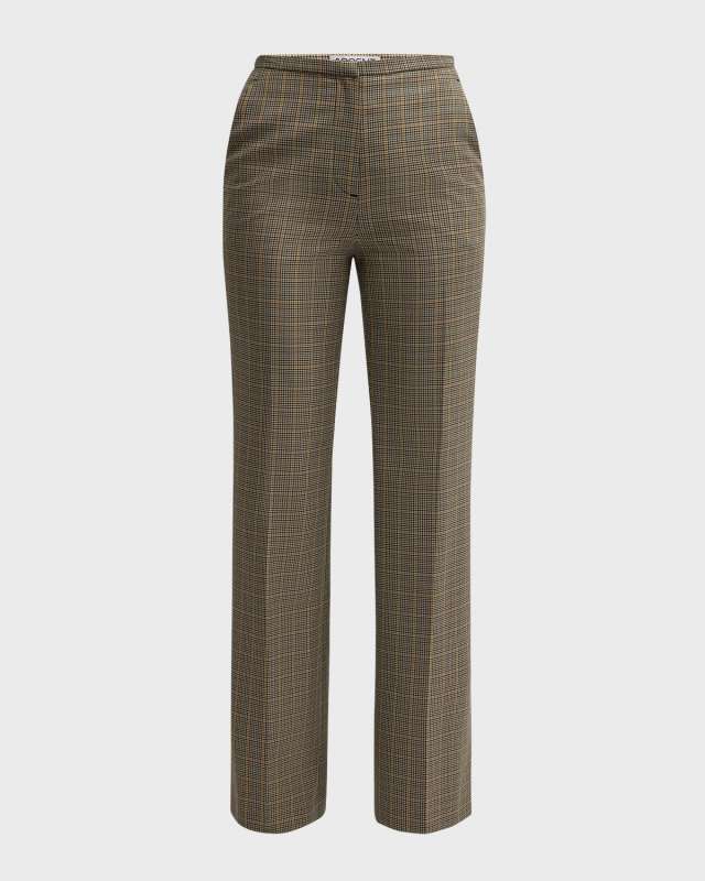 Prince Straight-Leg Plaid Houndstooth Trousers