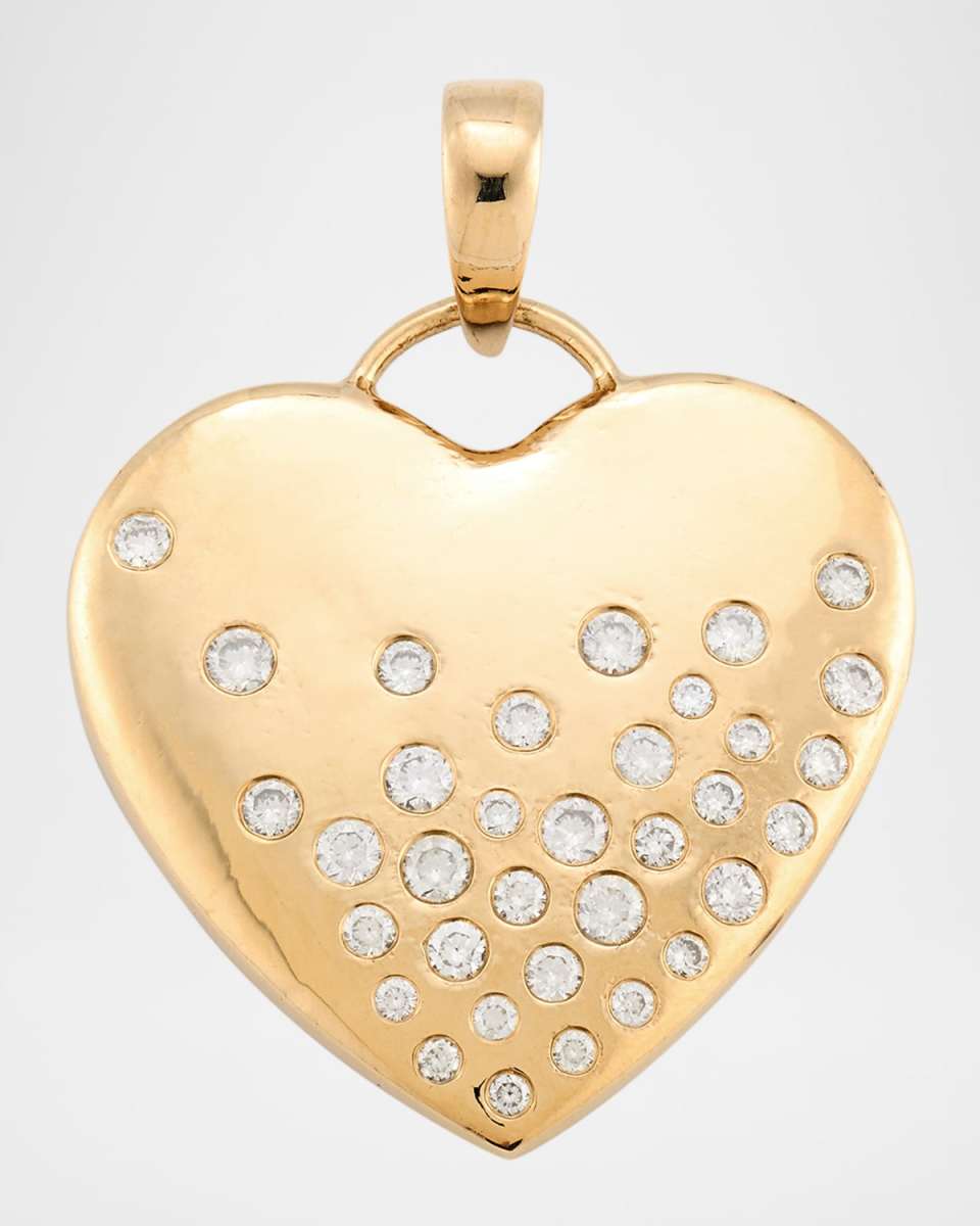 14K Yellow Gold Diamond Heart Charm