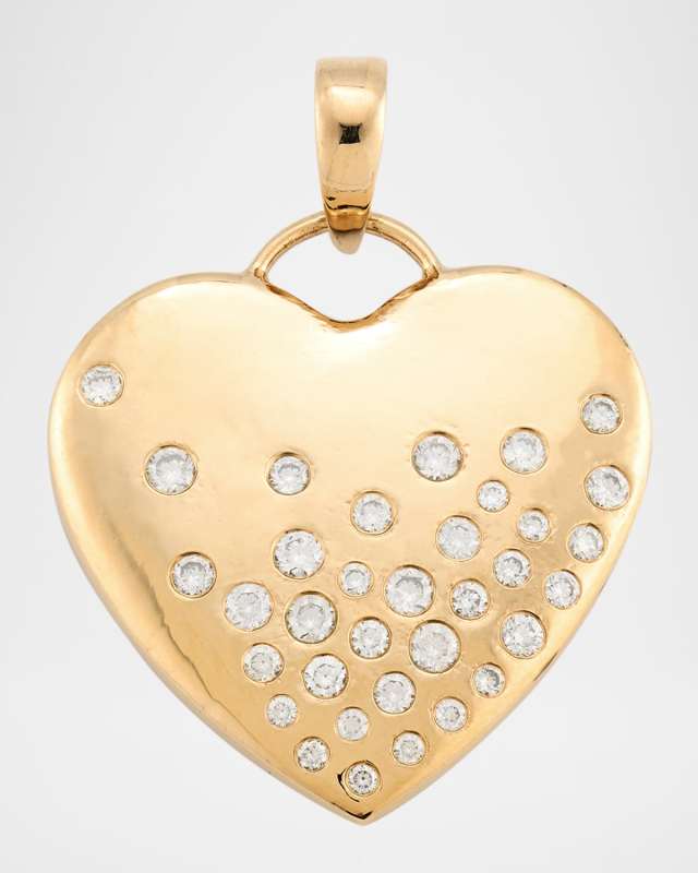 14K Yellow Gold Diamond Heart Charm