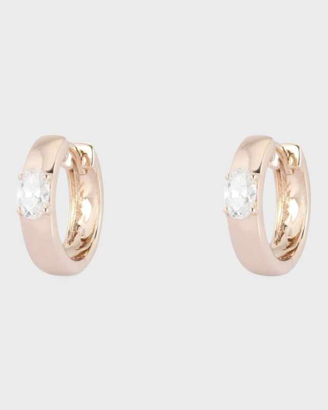 Oval Diamond Earrings in 14k Yellow Gold