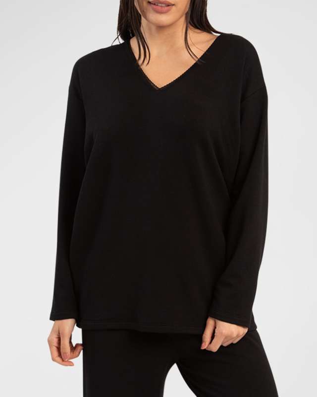 Emanuelle Lace-Trim French Terry Top