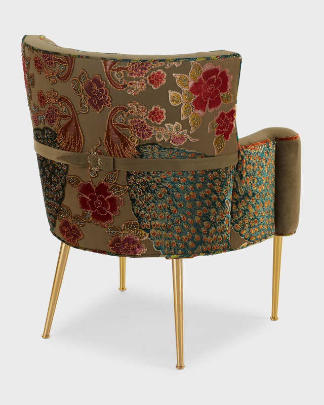 Tiffany Peacock Chair with Brass Legs