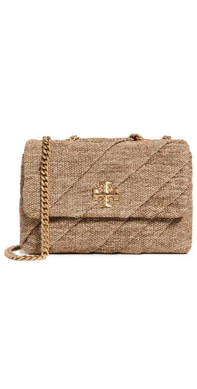 Tory Burch Kira Draped Raffia Small Convertible Bag Camel