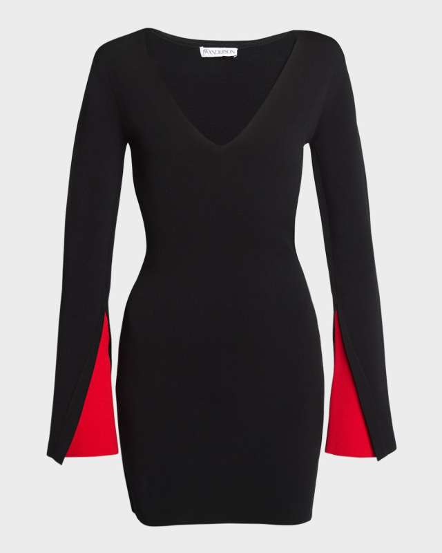 Contrast Cuff Body-Con Mini Dress