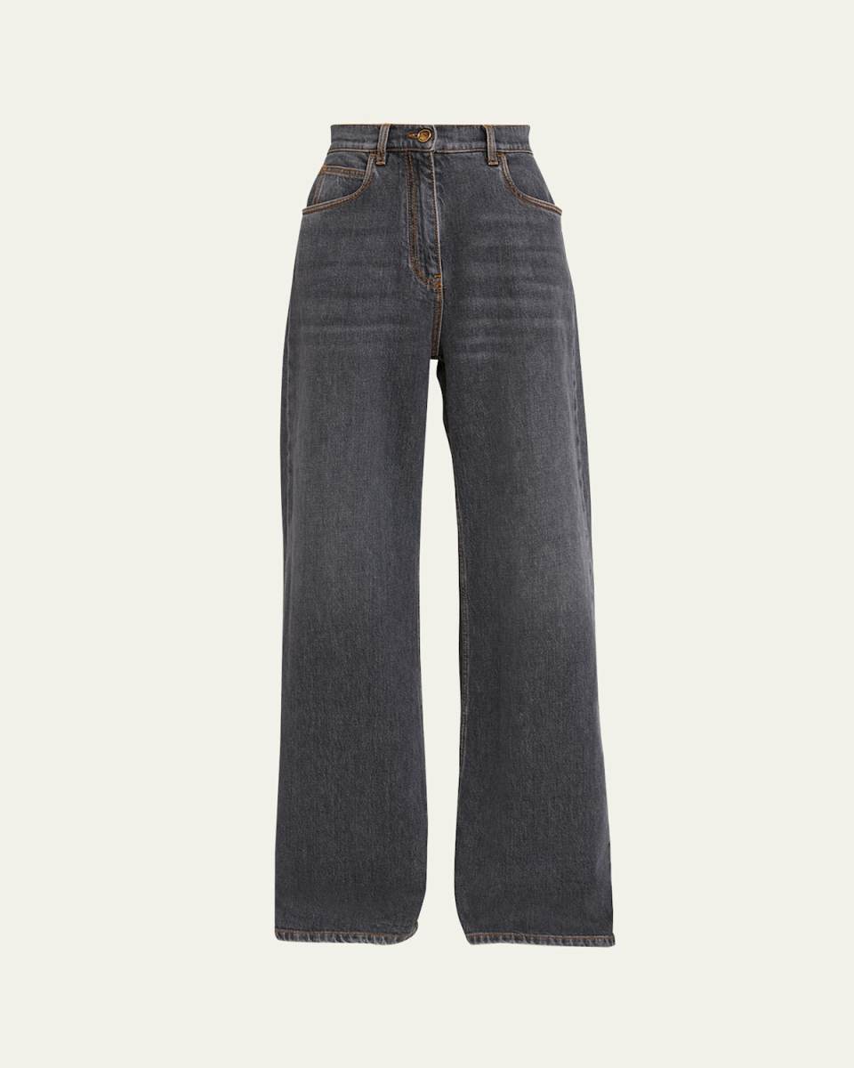 Wide-Leg Denim Jeans