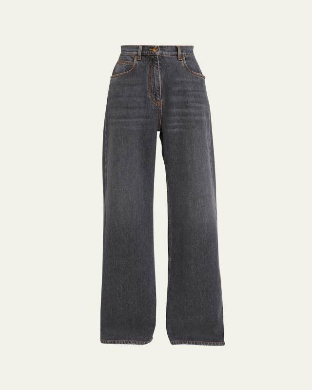 Wide-Leg Denim Jeans