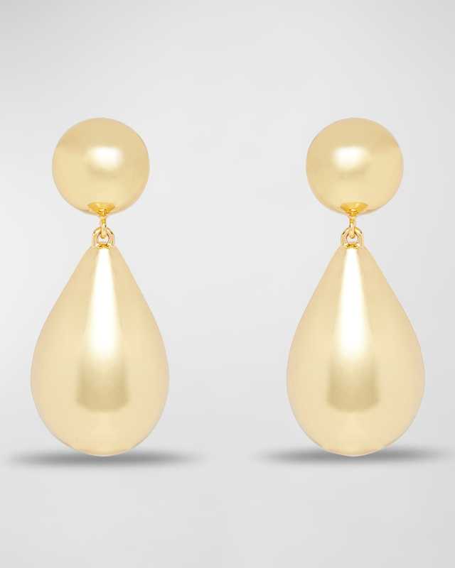 Small Dome Pearly Teardrop Earrings