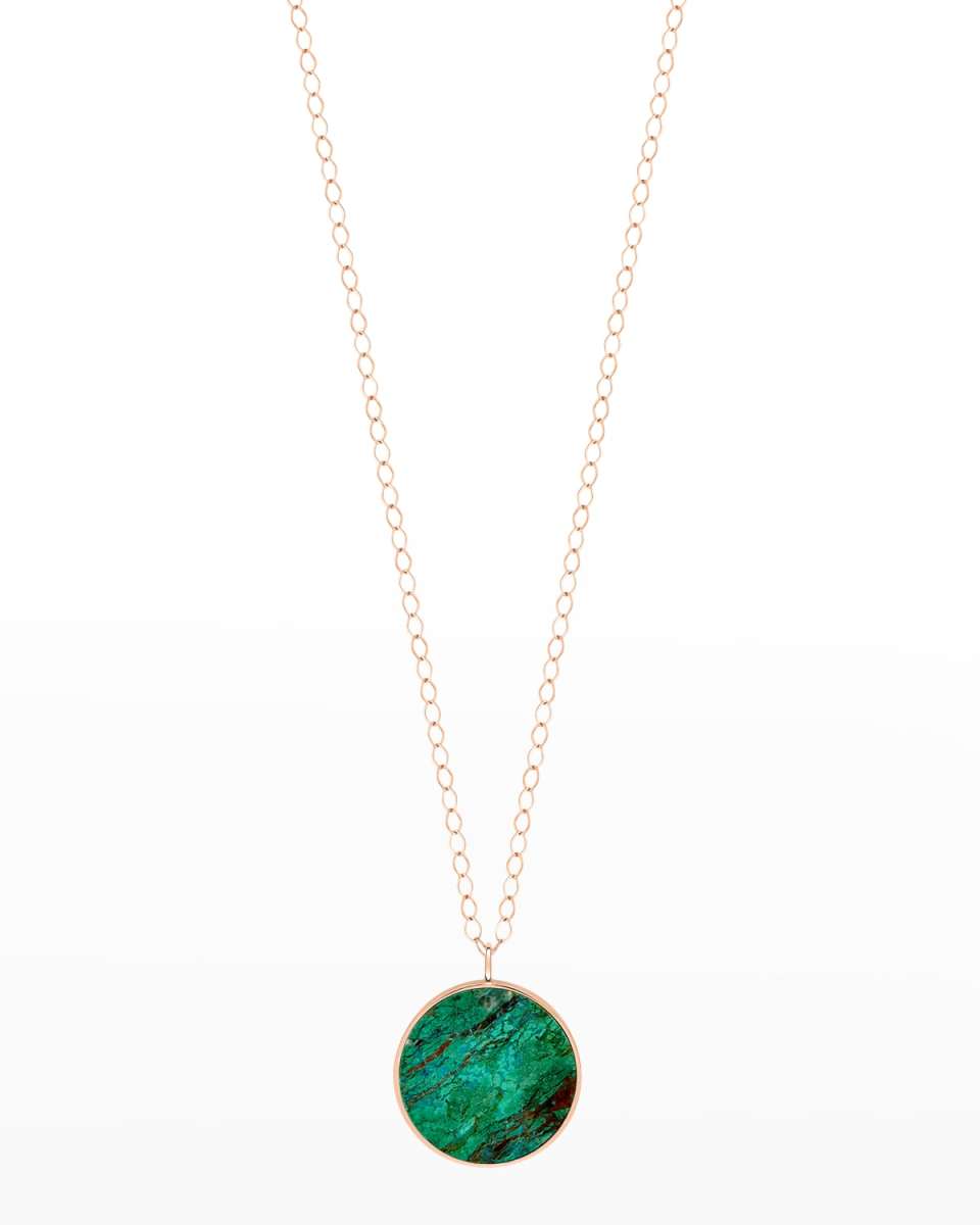 Ever Rose Gold Chrysocolla Disc Necklace, 24"