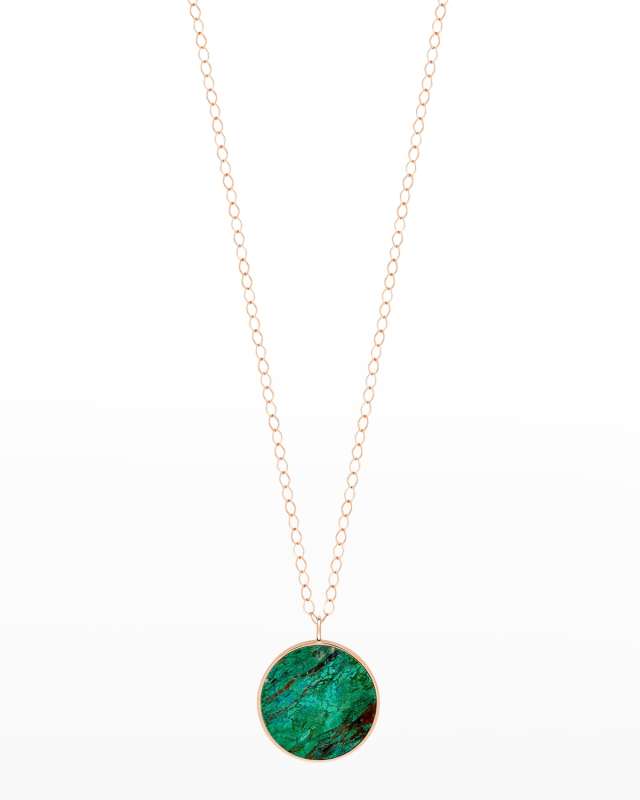 Ever Rose Gold Chrysocolla Disc Necklace, 24"