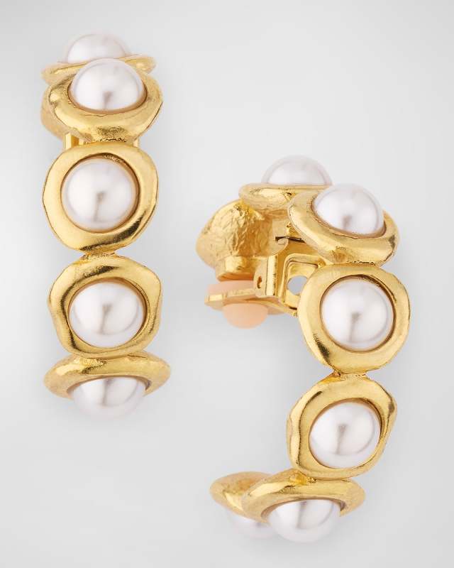 Resin Pearl Hoop Earrings