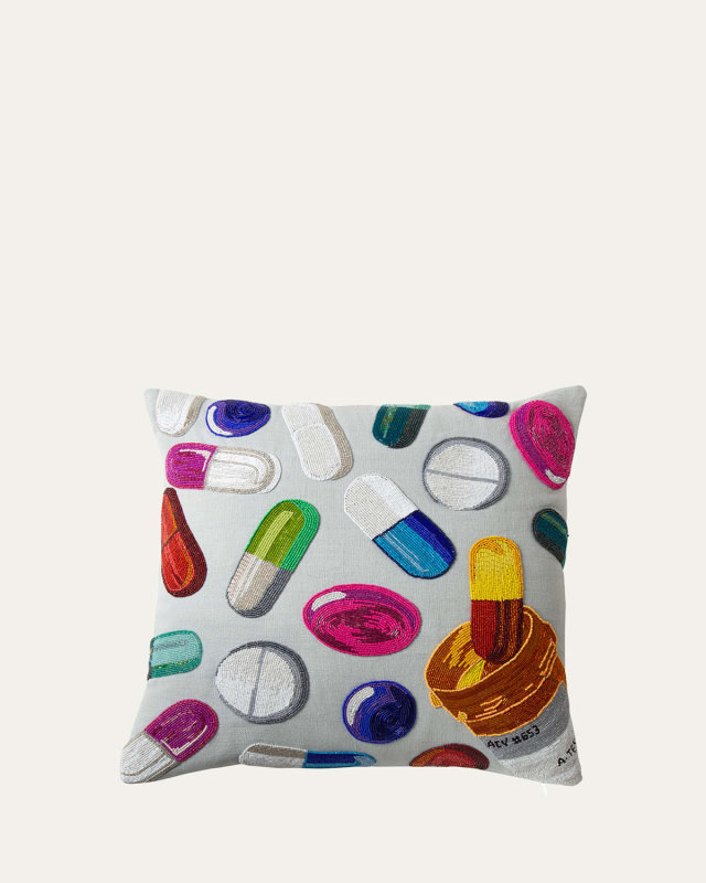 Happy Pills Beaded Pillow