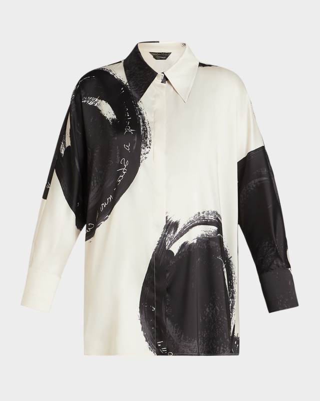 Plus Size Bard Brushstroke-Print Shirt