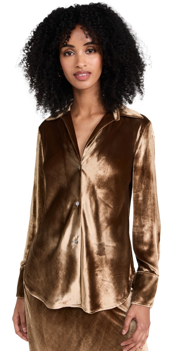 Vince Bias Long Sleeve Shirt Gold Shadow