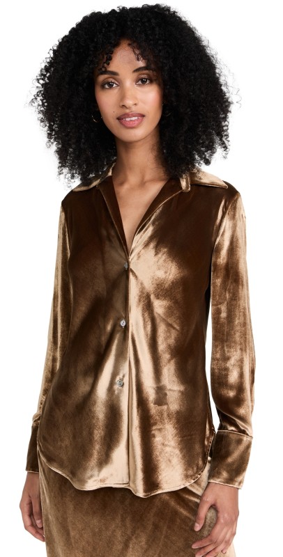 Vince Bias Long Sleeve Shirt Gold Shadow