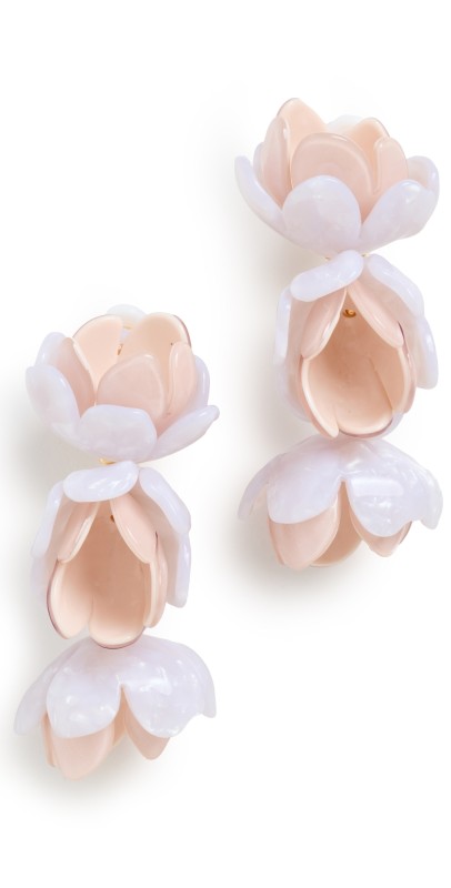 Lele Sadoughi Rose Petal Triple Drop Clip On Earrings Mother of Pearl