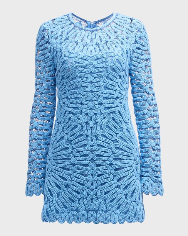 McCall Long-Sleeve Crochet Mini Dress