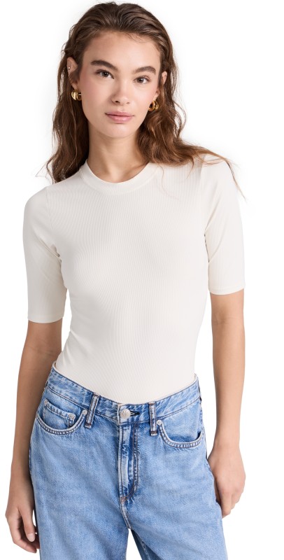 SPANX Suit Yourself Ribbed Thong Bodysuit Parchment