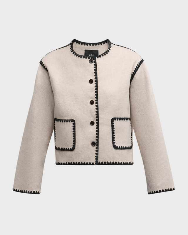 Melanie Contrast Trim Wool-Blend Jacket