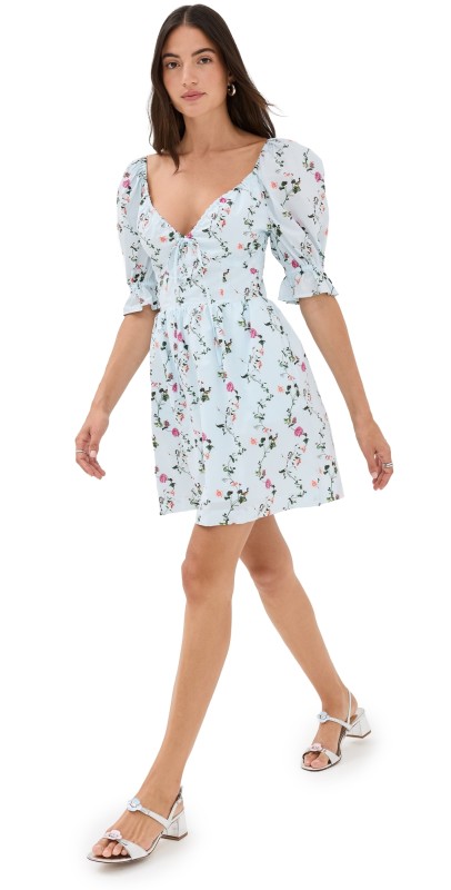 Hill House Home The Ophelia Mini Dress in Pond Floral Pond Floral