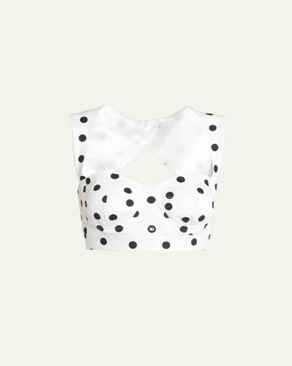 Polka-Dot Bustier Top with Open Back
